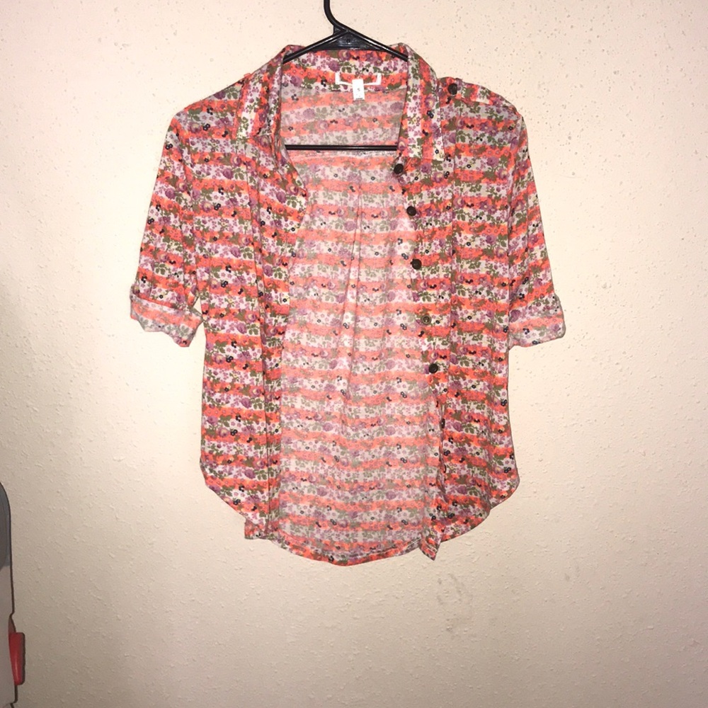 Button down flower shirt.